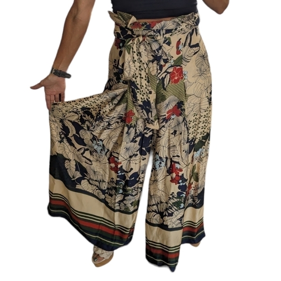 Gracia Women's High Rise Wide Leg Floral Palazzo Belted Boho Chic Belted… - Picture 2 of 8